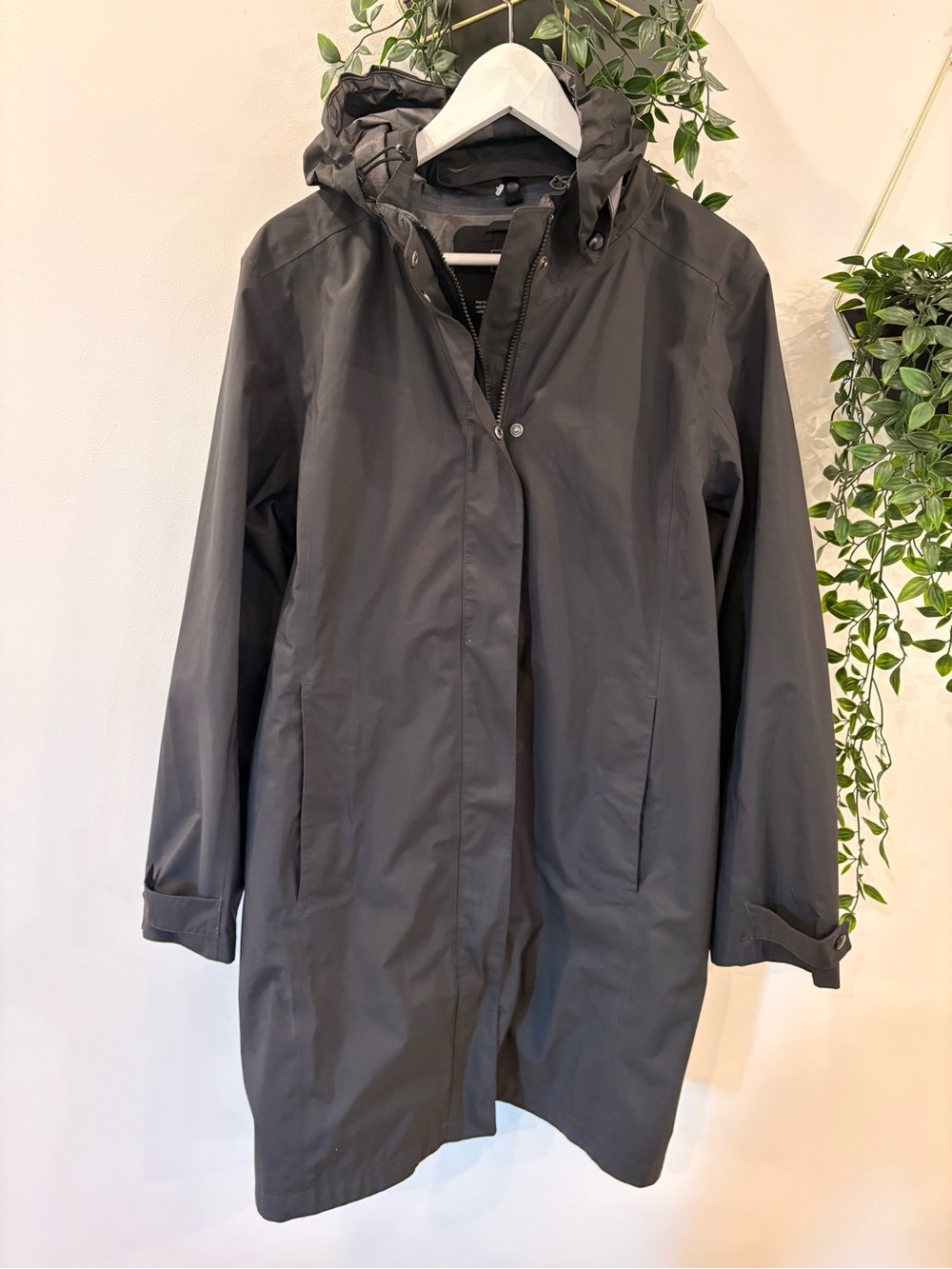 L.L. Bean Black Hooded Trench Coat